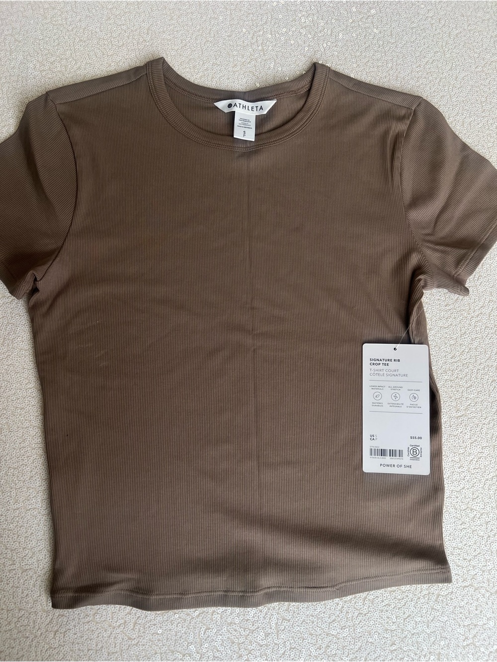 NWT Athleta Short Sleeve Rib Crop Tee